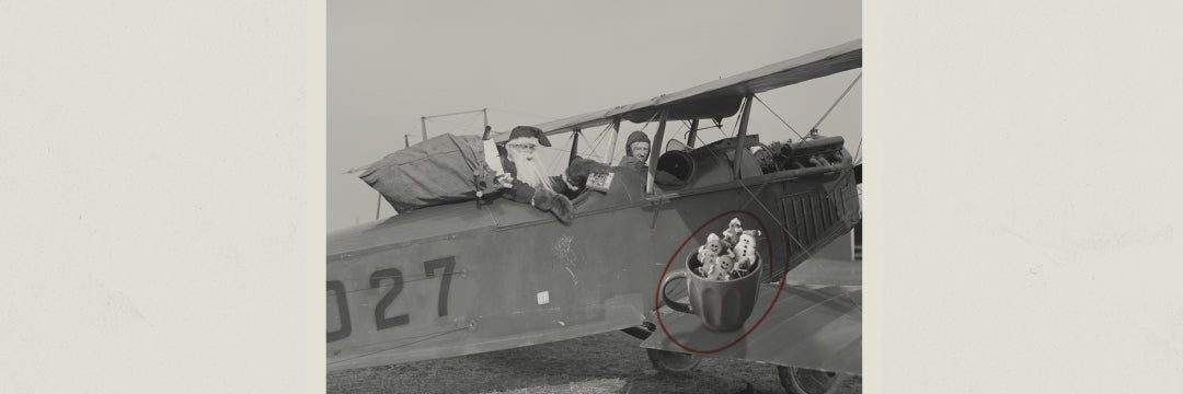 Santa in a Plane with Coffee