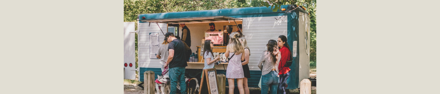 mobile coffee truck full of regulars