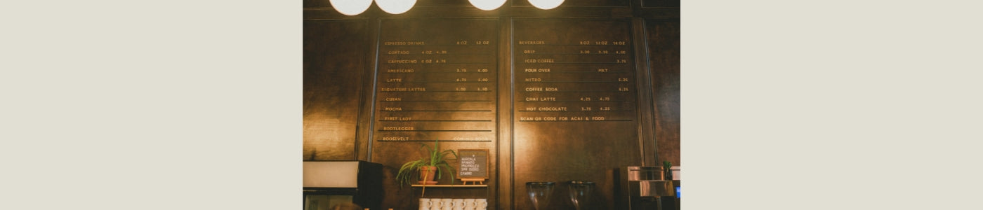 coffee shop menu on the wall