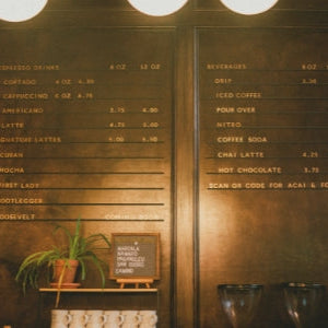 coffee shop menu on the wall