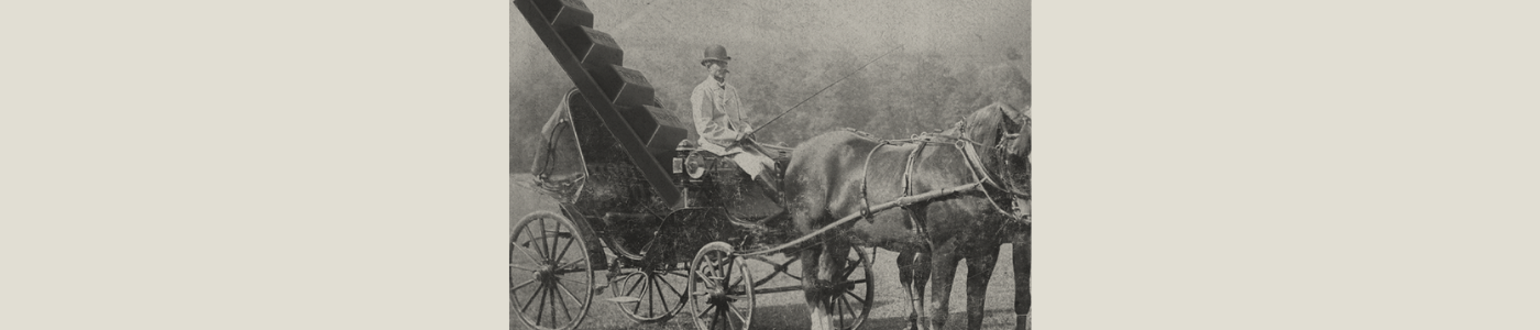 man on a horse with chocolate in his carriage