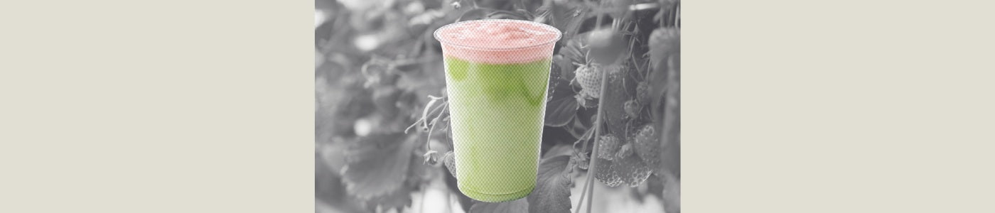 matcha frappe with strawberry cold foam drink