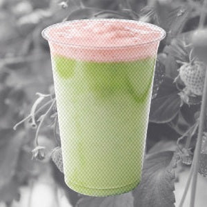 matcha frappe with strawberry cold foam drink