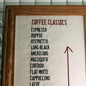 rising coffee cost on a menu