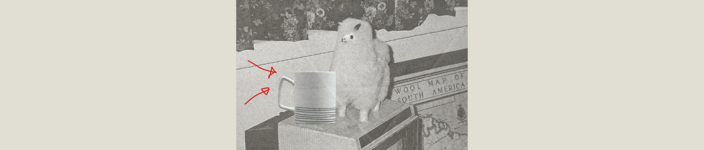 alpaca and coffee cup on tv