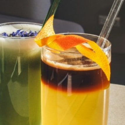 matcha and espresso tonic drinks