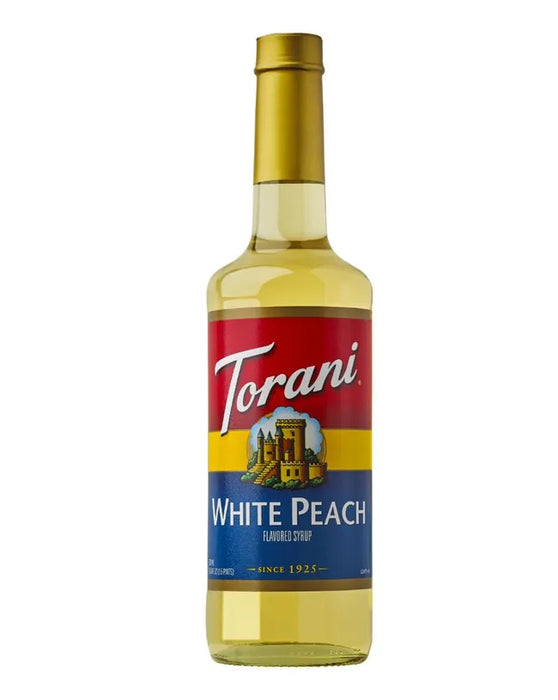 Torani White Peach Flavoring Syrup 750mL Glass Bottle