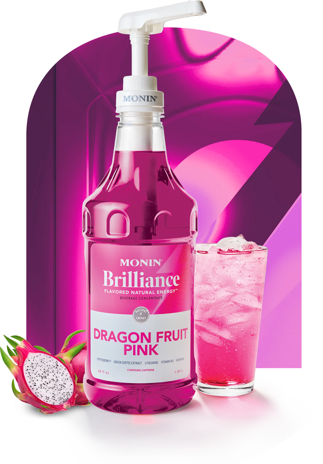 Monin Dragon Fruit Pink Energy 64oz Bottle - Dilworth Coffee