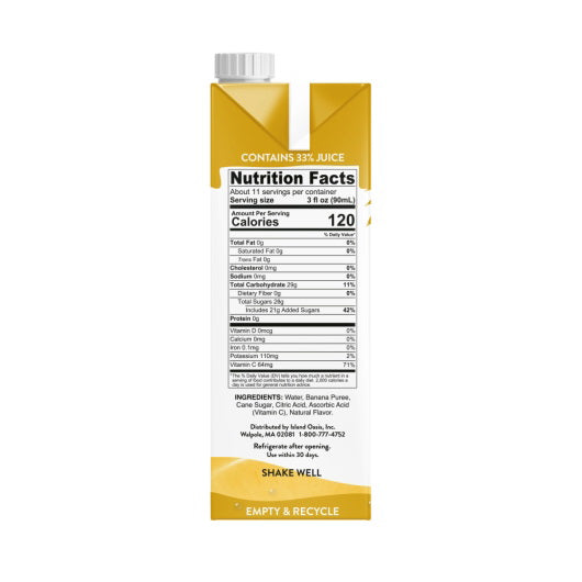 Island Oasis Banana Fruit Puree Beverage Mix 12/1L cartons (CASE)