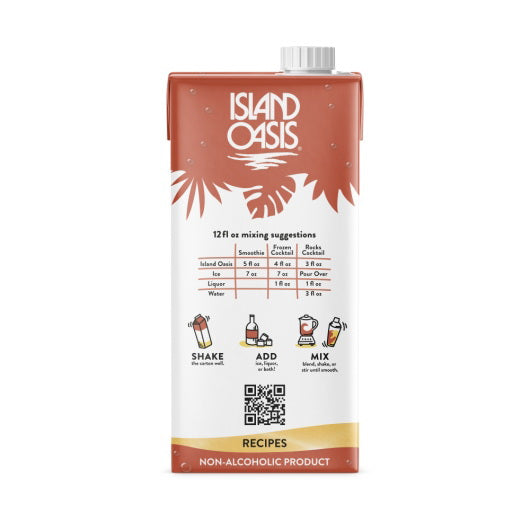 Island Oasis Peach Fruit Puree Beverage Mix 12/1L cartons (CASE)