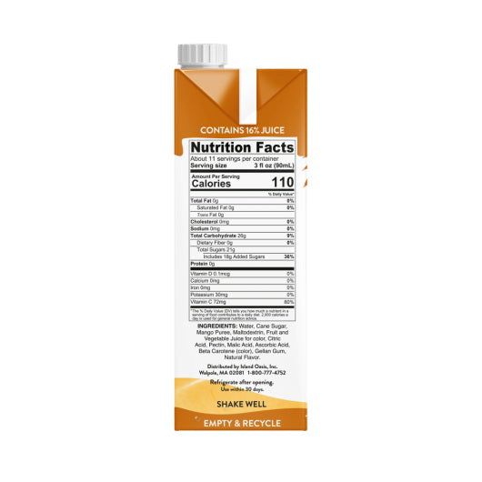 Island Oasis Mango Fruit Puree Beverage Mix 12/1L cartons (CASE)