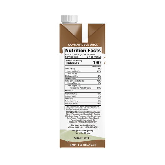 Island Oasis Pina Colada / Pineapple Fruit Puree Beverage Mix 12/1L cartons (CASE)