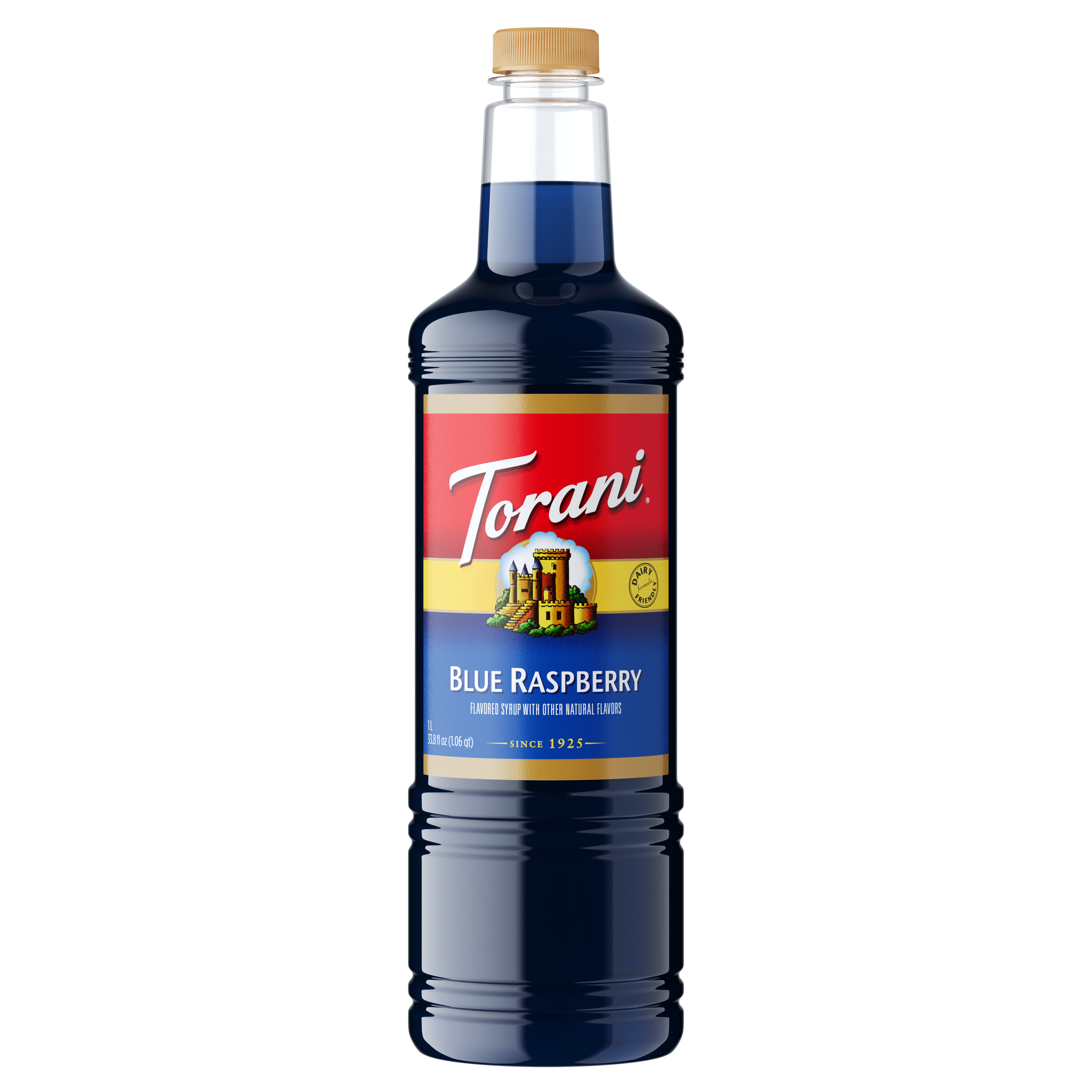 Torani Blue Raspberry Flavoring Syrup 1L Plastic Bottle - Dilworth Coffee