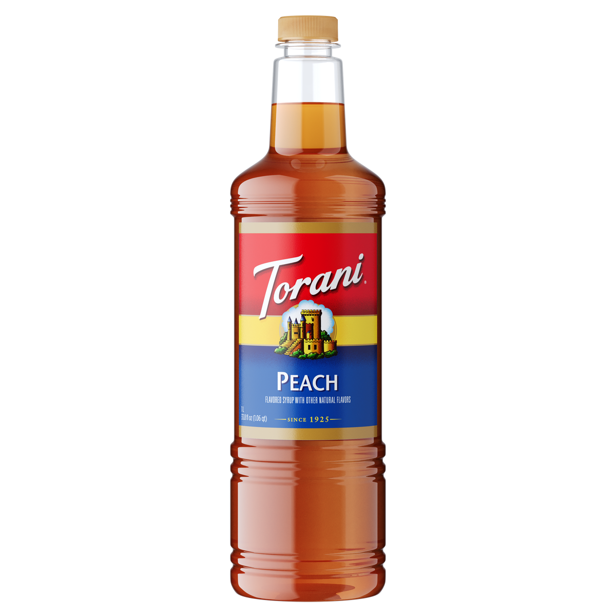 Torani Peach Flavoring Syrup 1L Plastic Bottle - Dilworth Coffee