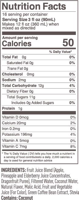 Smartfruit Recharge Refresher/ Dragon fruit Elderberry 48oz Bottle