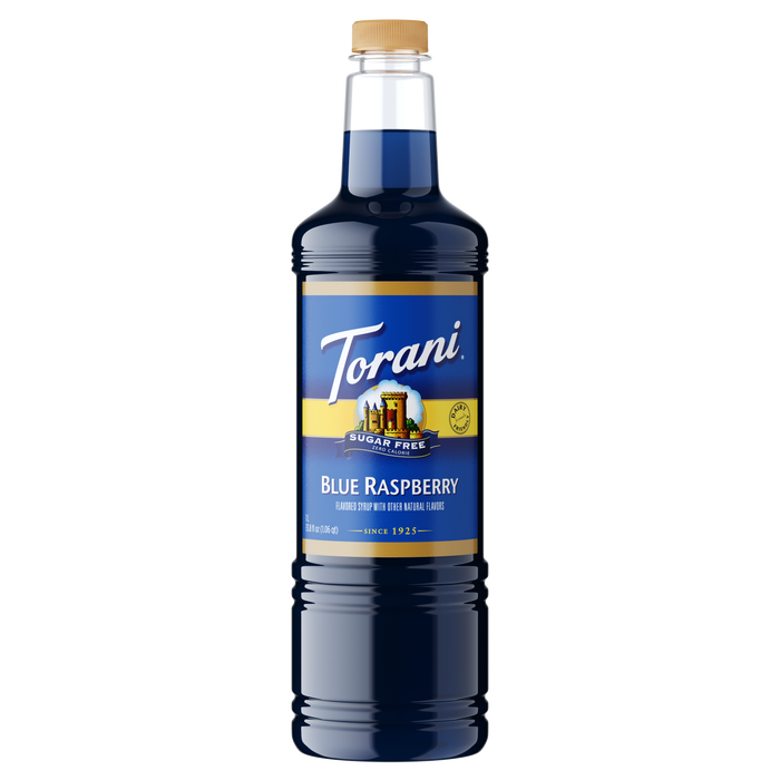 Torani Sugar Free Blue Raspberry Flavoring Syrup 1L Plastic Bottle