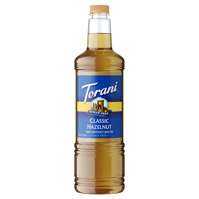 Torani Sugar Free Hazelnut Classic Flavoring Syrup 1L Plastic Bottle