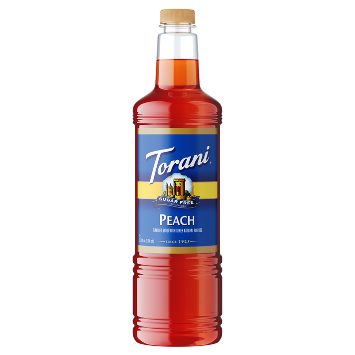 Torani Sugar Free Peach Flavoring Syrup 1L Plastic Bottle