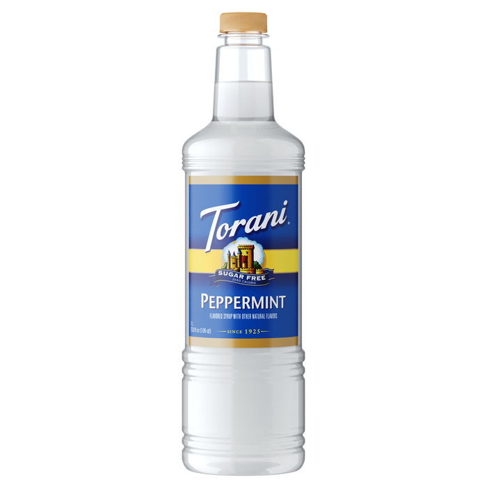 Torani Sugar Free Peppermint Flavoring Syrup 6 - 1L Plastic Bottles (CASE)