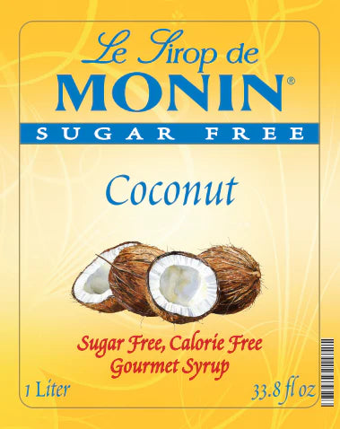 Monin Sugar Free Coconut Flavoring Syrup 4 - 1L Plastic Bottles (CASE)