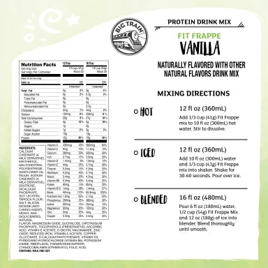 Big Train Fit Frappe Vanilla Protein Drink Mix 3lb Bag