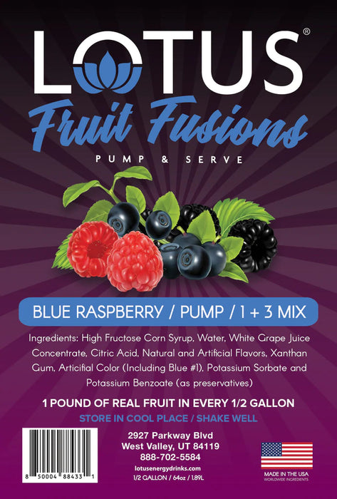 Lotus Energy Blue Raspberry Fruit Fusions Concentrates 64oz Bottle