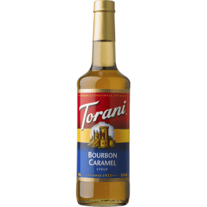 Torani Bourbon Caramel Flavoring Syrup 750mL Glass Bottle