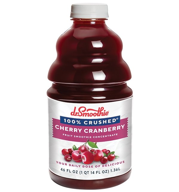 Dr. Smoothie Cherry Cranberry 100% Crushed Fruit Smoothie Concentrate 46oz Bottle