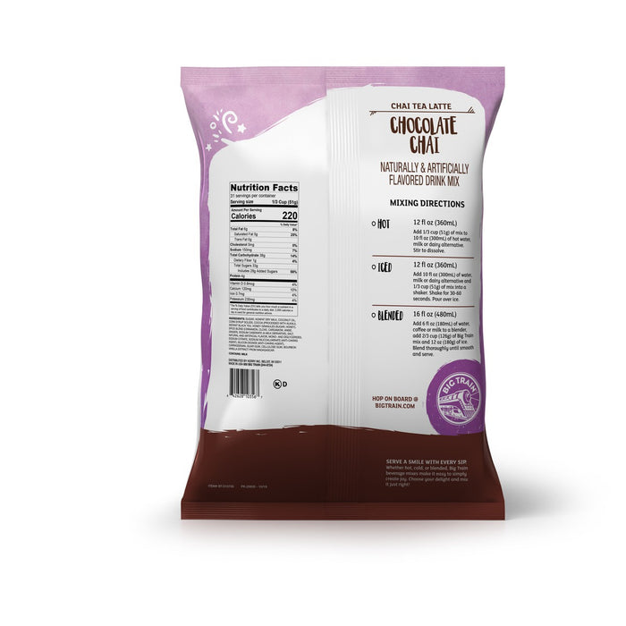 Big Train Chocolate Chai Tea Latte Mix 3.5lb Bag