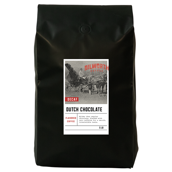 Dilworth Coffee Dutch Chocolate Decaf Flavored Coffee 5lb Bulk Bag