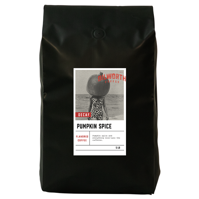 Dilworth Coffee Pumpkin Spice Decaf Flavored Coffee 5lb Bulk Bag