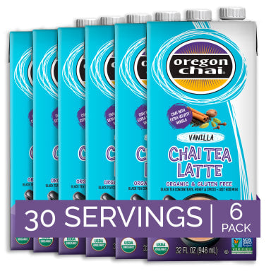 Oregon Chai Organic Vanilla Chai Tea Latte 1:1 Concentrate 6 - 32oz Cartons (CASE)