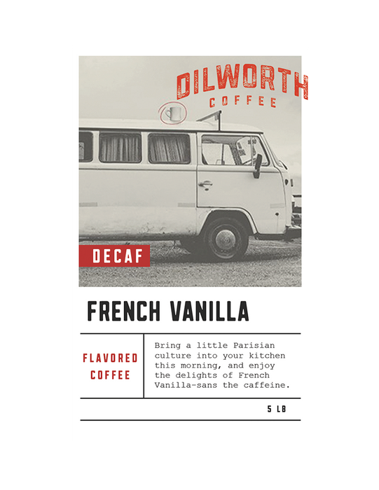 Dilworth Coffee French Vanilla Decaf Flavored Coffee 5lb Bulk Bag