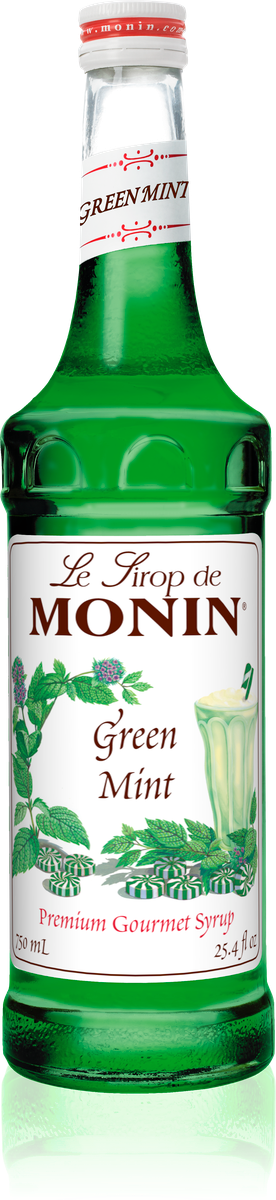Monin Green Mint Flavoring Syrup 750mL Glass Bottle
