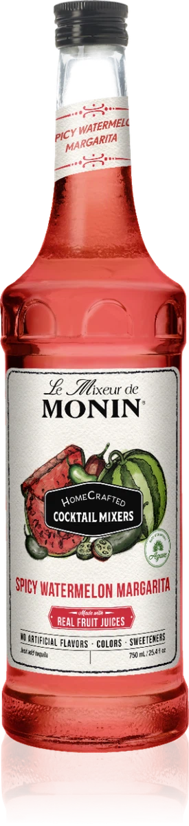 Monin HomeCrafted Spicy Watermelon Margarita Cocktail Mix 750mL Glass Bottle