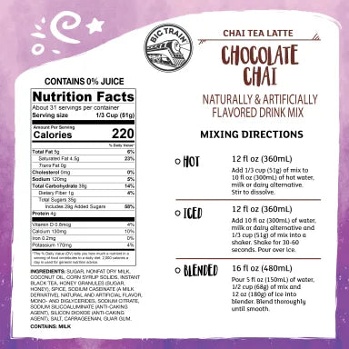 Big Train Chocolate Chai Tea Latte Mix 4 - 3.5lb Bags (CASE)