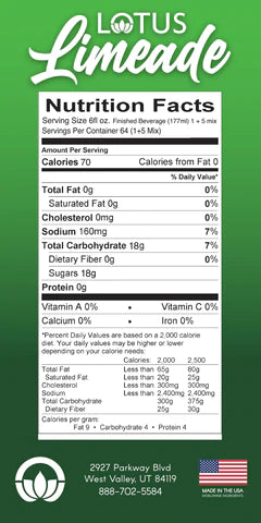 Lotus Energy Limeade Concentrates 64oz Bottle