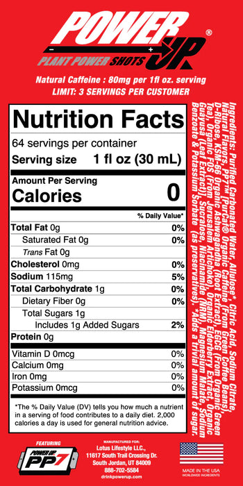 Lotus Energy Power Up Energy Shot Concentrates 64oz Bottle