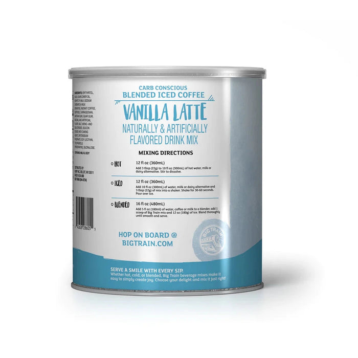 Big Train Low Carb Vanilla Latte Blended Iced Coffee Mix 1.85lb Can