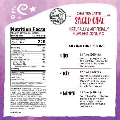 Big Train Spiced Chai Tea Latte Mix 4 - 3.5lb Bags (CASE)