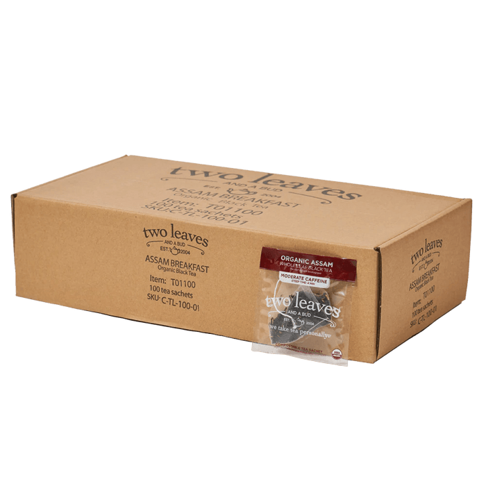 Two Leaves Organic Assam Breakfast Black Tea Foodservice 100ct Box