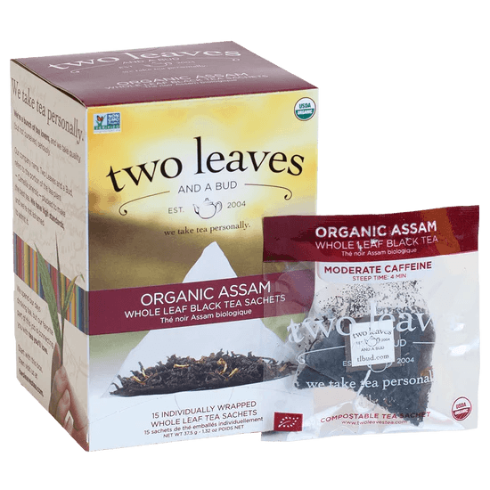 Two Leaves Organic Assam Breakfast Black Tea Retail 15ct Box