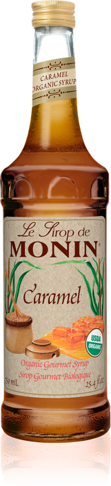 Monin Organic Caramel Flavoring Syrup 750mL Glass Bottle