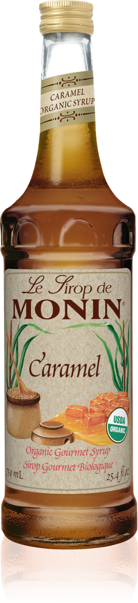 Monin Organic Caramel Flavoring Syrup 750mL Glass Bottle