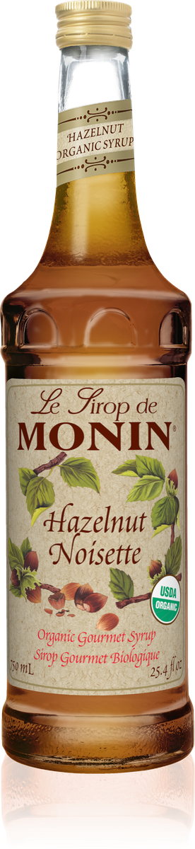 Monin Organic Hazelnut Flavoring Syrup 750mL Glass Bottle