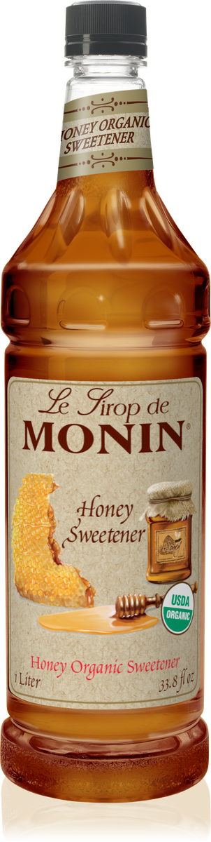 Monin Organic Honey Sweetener Syrup 1L Plastic Bottle