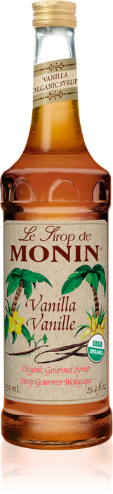 Monin Organic Vanilla Flavoring Syrup 750mL Glass Bottle