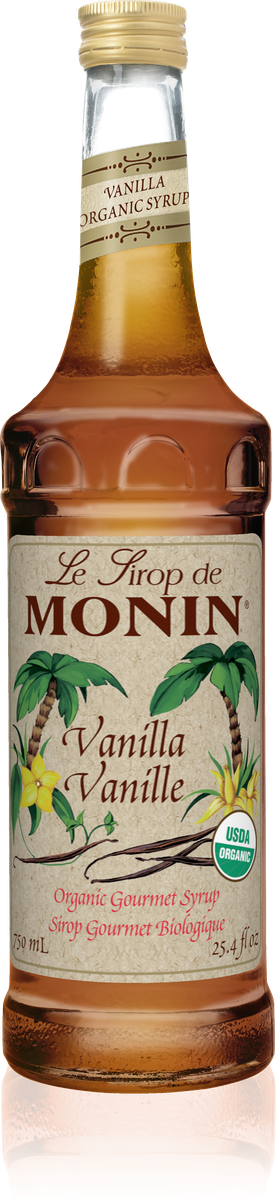 Monin Organic Vanilla Flavoring Syrup 750mL Glass Bottle