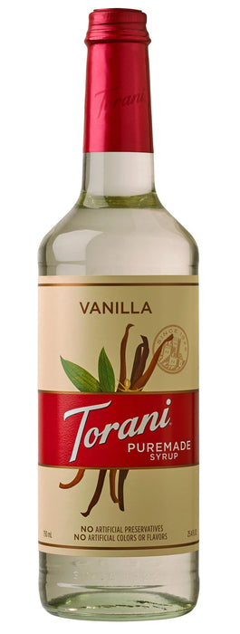 Torani Puremade Vanilla Flavoring Syrup 750mL Glass Bottle