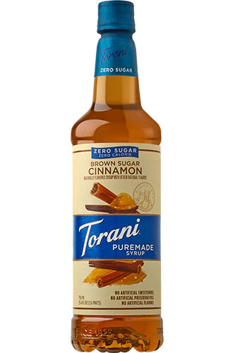 Torani Puremade Zero Sugar Brown Sugar Cinnamon Flavoring Syrup 750mL Glass Bottle